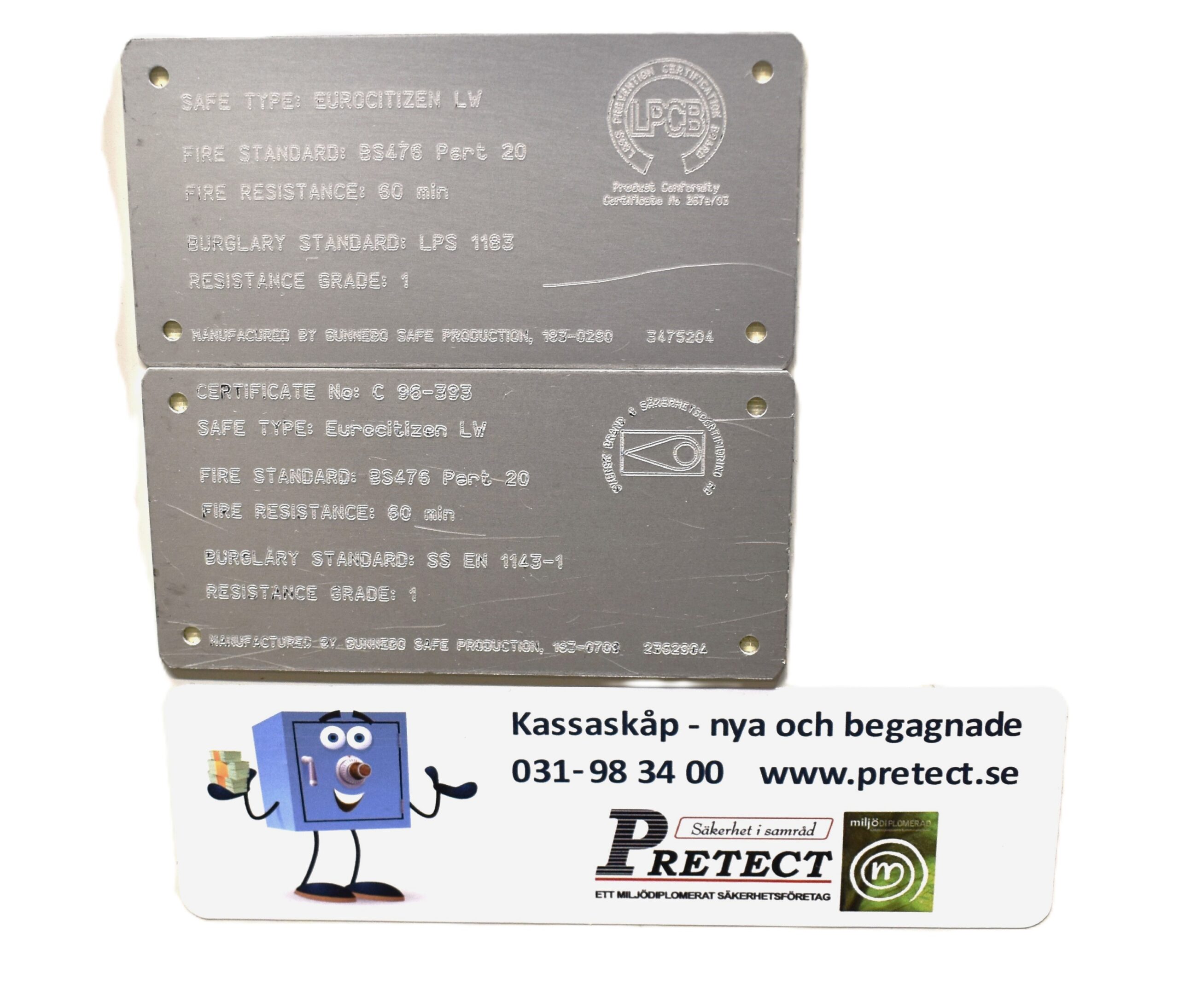 Begagnat Värdeskåp Rosengren Eurocitizen Grade 1 LW Klassningsskylt