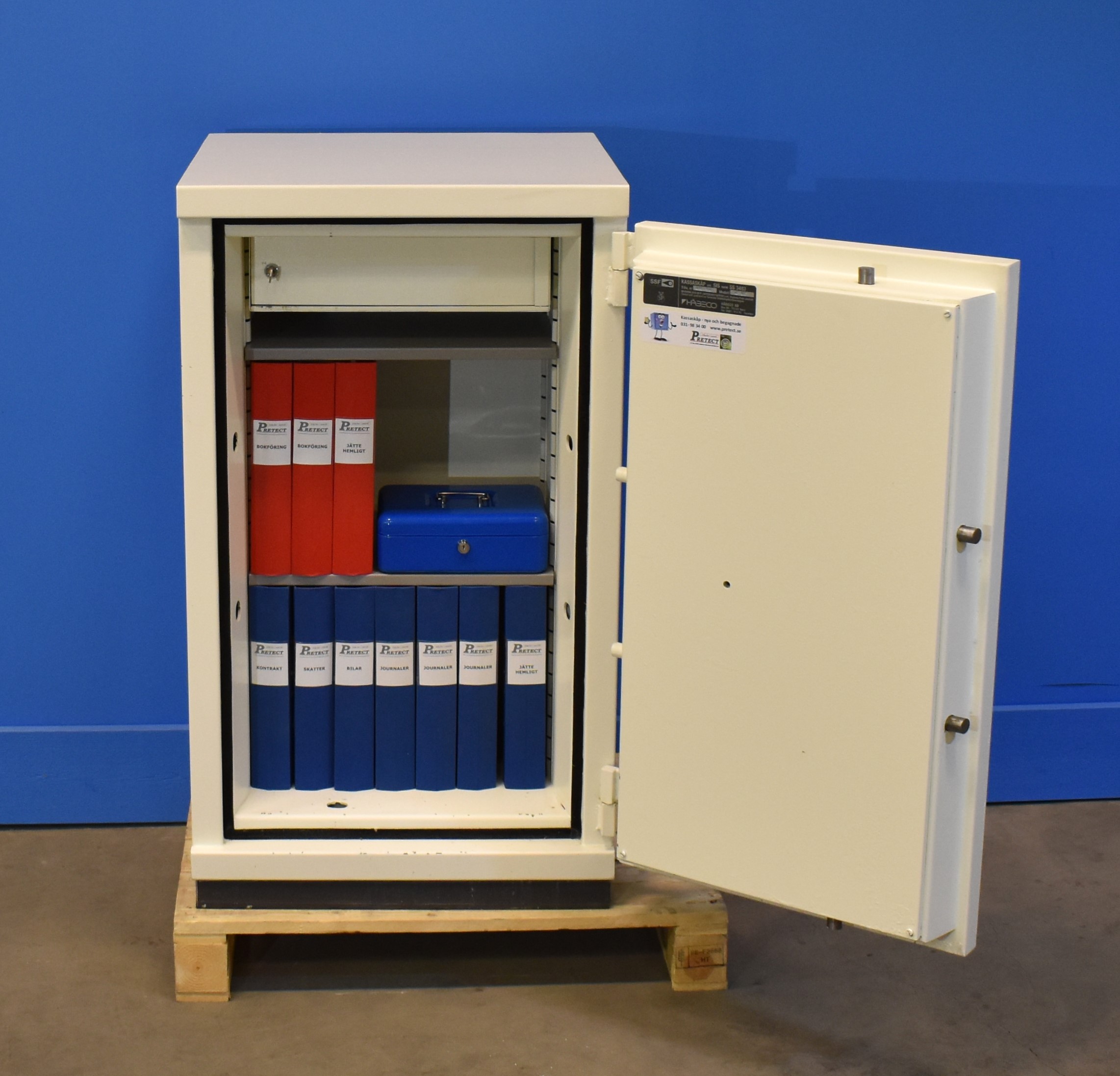 Begagnat Säkerhetsskåp Håbeco K85 SS3493 med nytt elkodlås med öppen dörr 2